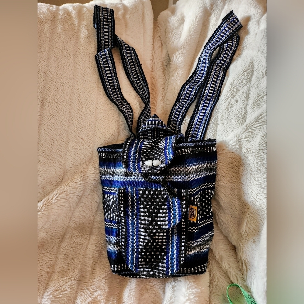 Pinzon Woven Boho Artesonias Mexico Aztec Drawstring Backpack